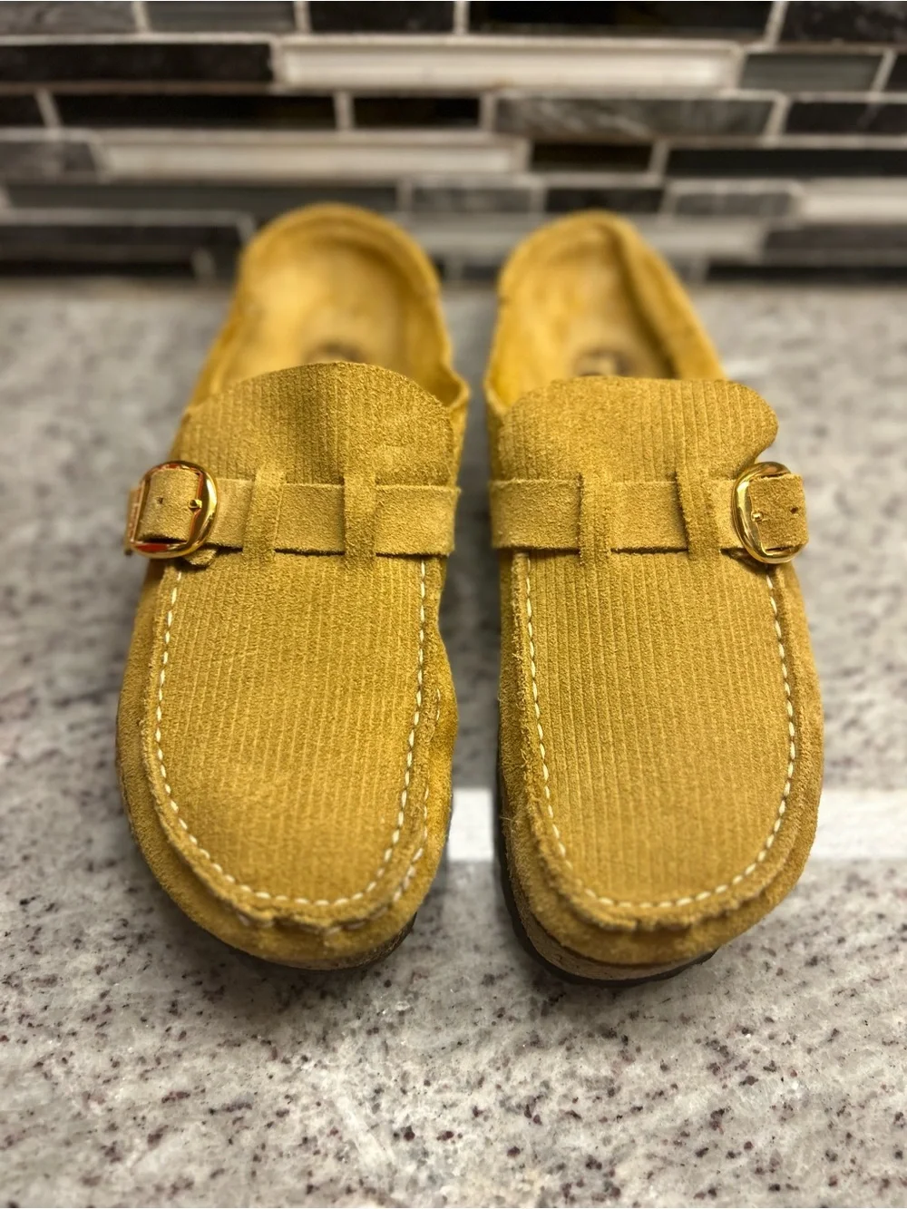 Birkenstock Buckley Suede Loafer Slip-On in Mustard Yellow women’s 9/mens 7